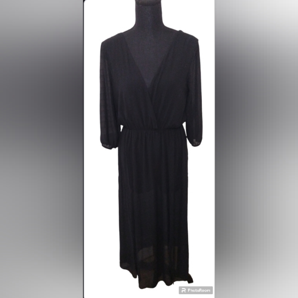 Heart & Hips Maxi Dress Sheer Black Womens Size Medium